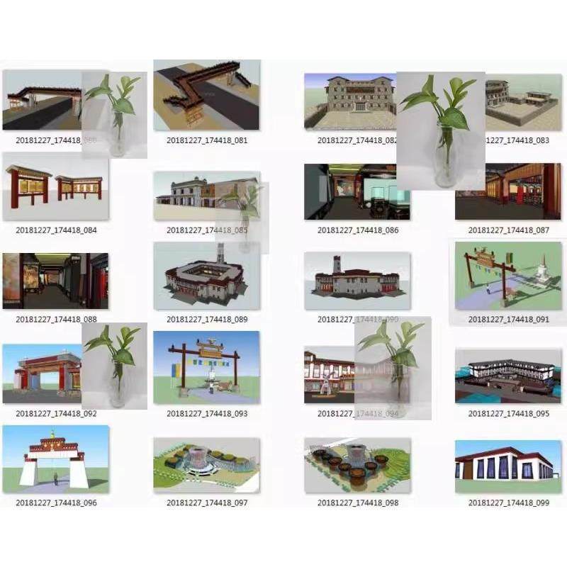现代藏式建筑藏族建筑酒店别墅花廊架景观sketchup草图大师SU模型,商务/设计服务,设计素材/源文件,淘宝优惠券,粉丝福利购,淘宝优惠卷