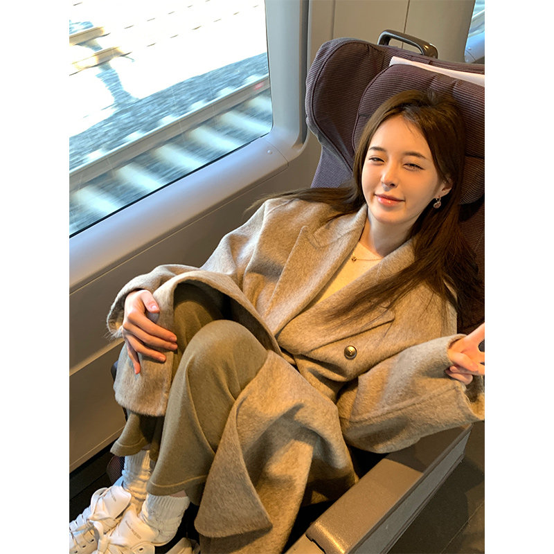 男人相【初雪氛围】全羊毛双面两粒扣呢大衣中长款秋冬宽松显瘦