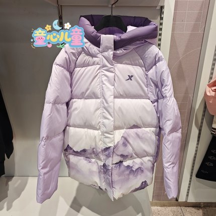 特步儿童2025冬新款675424194301女中大童鸭绒保暖羽绒服