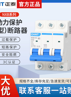 正泰D型空气开关动力型小型空开断路器2p三相NXB D63电闸总闸DZ47
