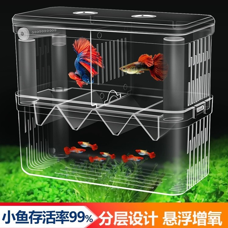 多功能孵化盒鱼缸水族箱悬浮式隔离盒幼鱼繁