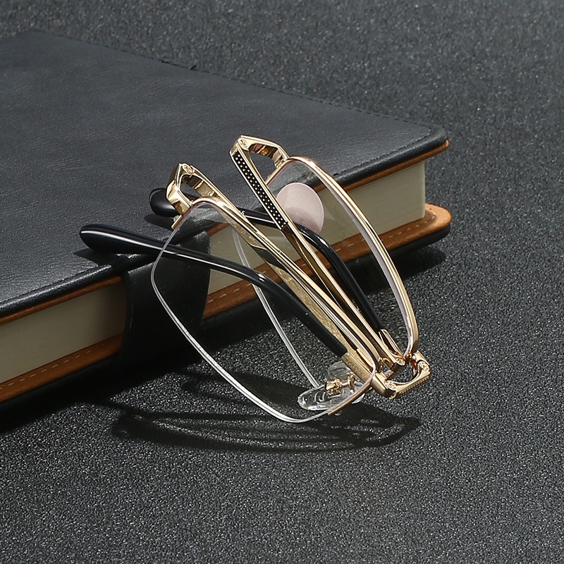 新款金属半框折叠防蓝光老花镜