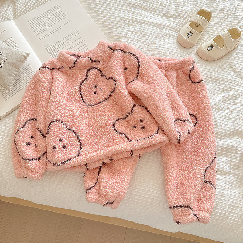 儿童睡衣法兰绒秋冬保暖毛绒套装