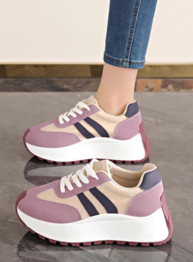 紫色老爹鞋女2026新款春季巨好看阿甘德训鞋内增高厚底运动鞋42码