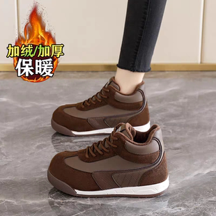 运动鞋女款2025新款冬季加绒加厚阿甘二棉鞋不累脚厚底女士休闲鞋