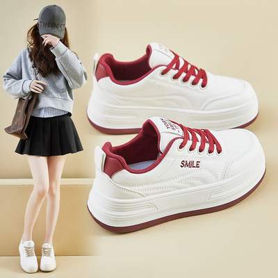 帕拉鞋女款官方旗舰店2025秋冬新款运动休闲板鞋厚底增高小白鞋子