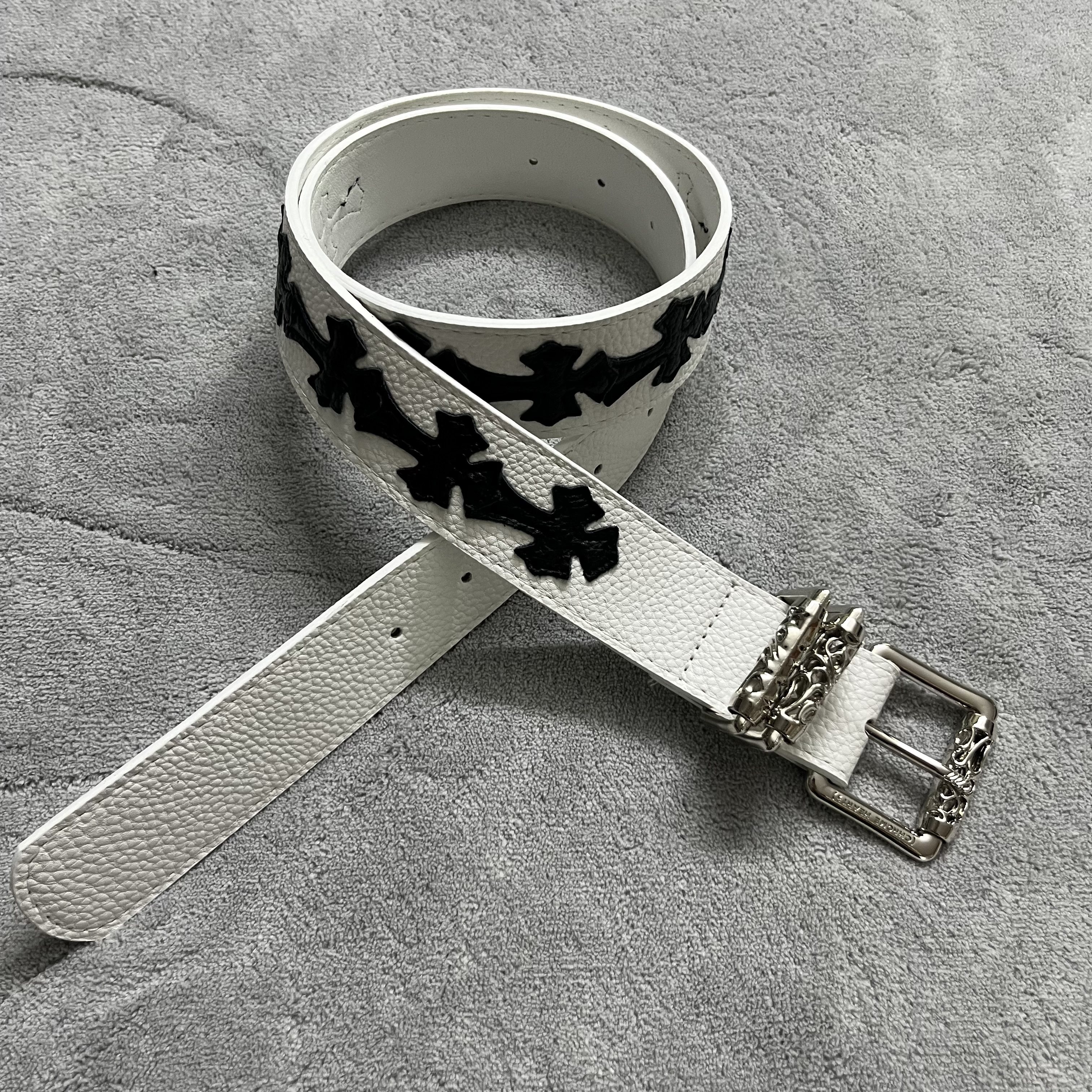 thumbnail for 美式腰带配牛仔裤设计感小众个性十字架滚轮复古y2k皮带男女同款