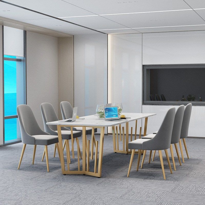 长方形条桌培训 岩板洽谈桌椅北欧大理石办公室大型会议桌简约