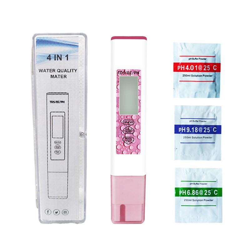 跨境新款tds笔水质检测笔四合一ec测水笔工厂现货ph计 ph值测试仪