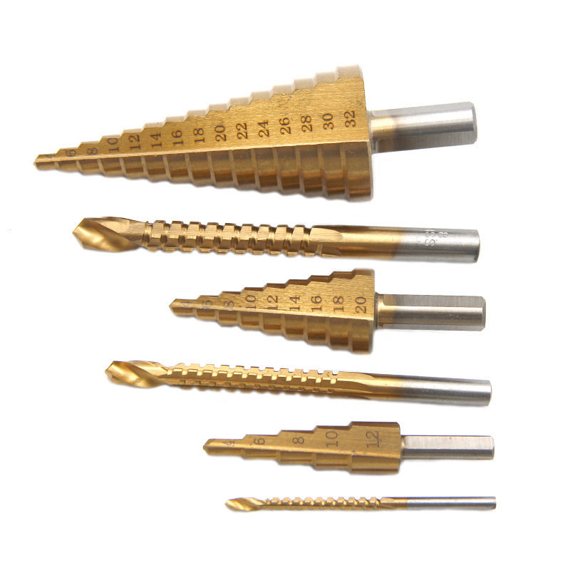 扩孔钻4-12mm/4-20/4-32三角柄直槽阶梯钻 3/6/8锯钻6件套装组套图片