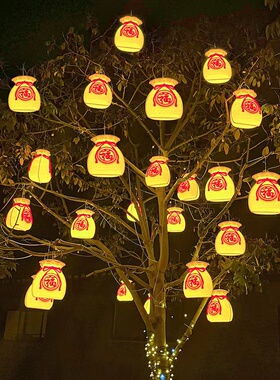 LED立体福袋挂灯灯户外防水春节庭院街道亮化树灯氛围装饰灯彩灯