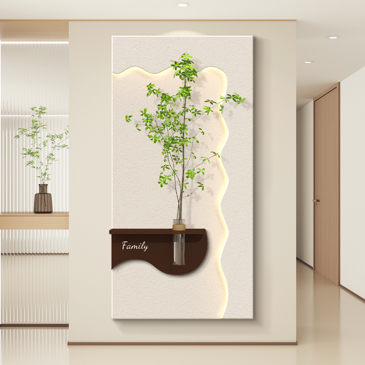 轻奢奶油风led带灯入户玄