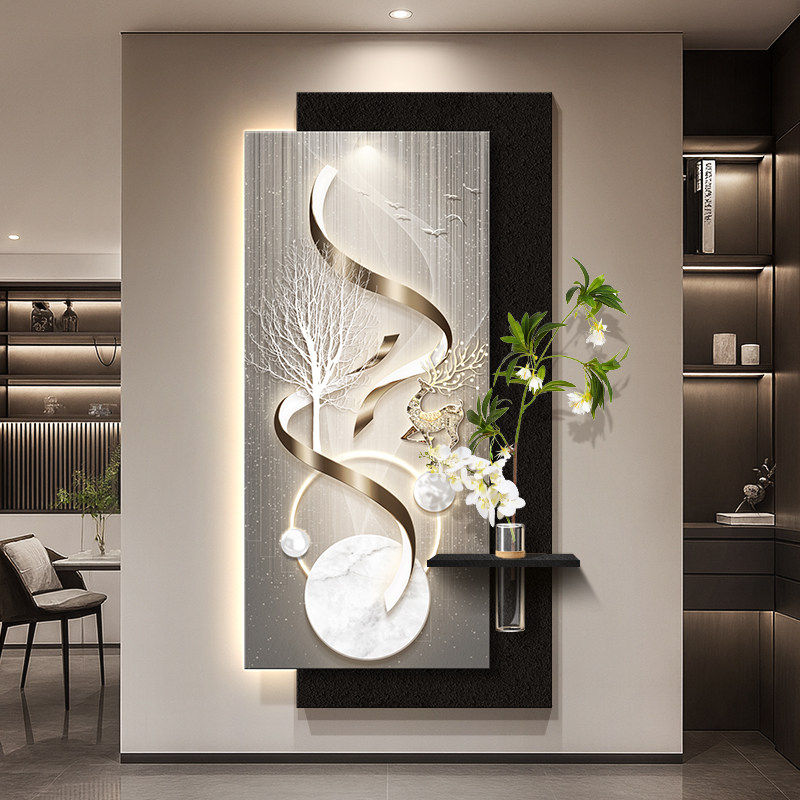 石来运转2025新款玄关水培装饰画入户正对门挂画走廊氛围感应灯画