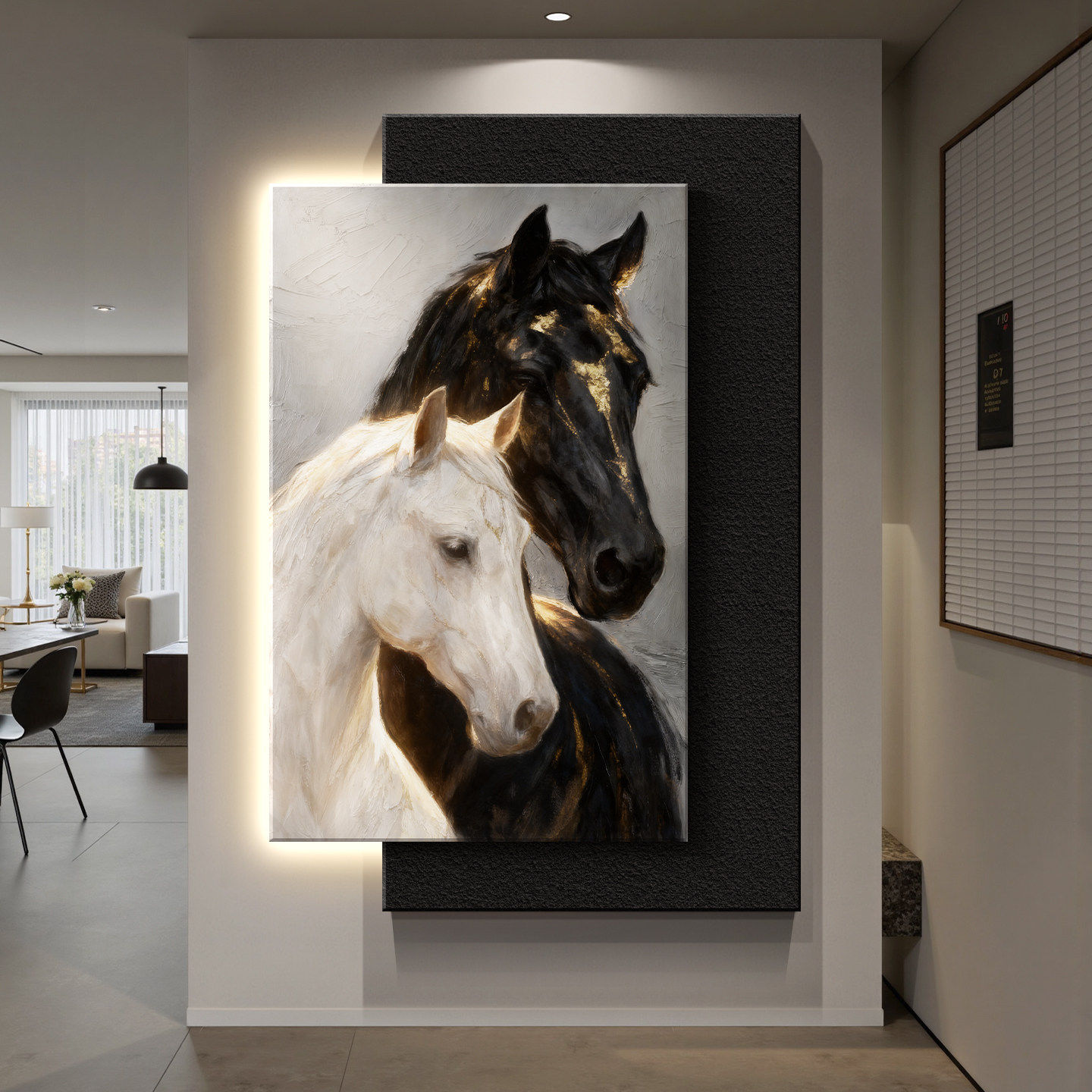 现代轻奢高级感入户玄关装饰画马到成功过道壁画走廊黑白挂画新款,家居饰品,现代装饰画,淘宝优惠券,粉丝福利购,淘宝优惠卷