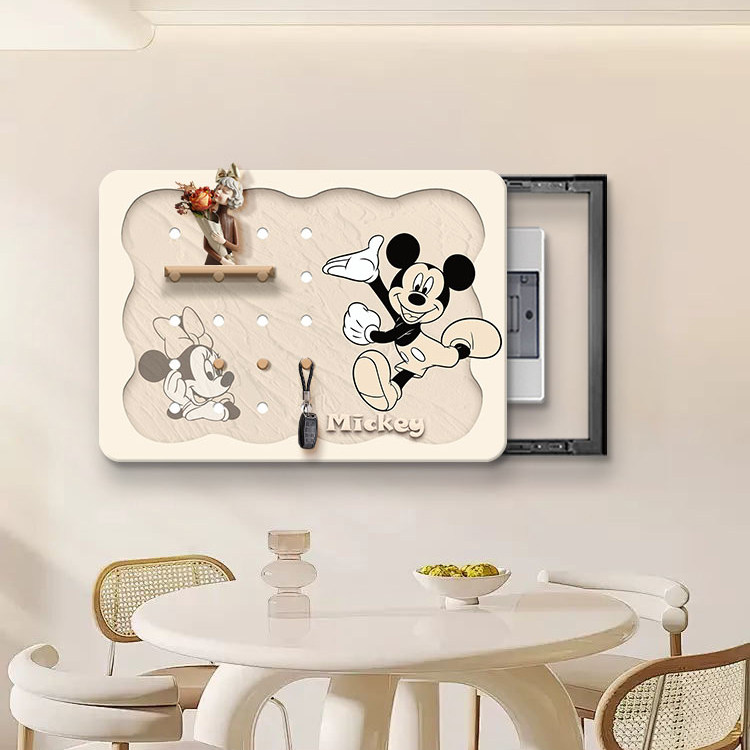 米奇餐厅电表箱装饰画2024新款卡通洞洞板置物架遮挡免打孔挂画