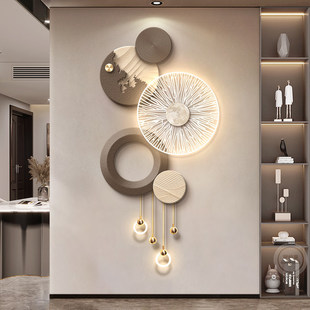 轻奢入户门玄关装饰画意式极简客厅走廊过道挂画高级感立体壁灯画