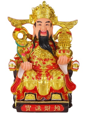 沐恩聚宝财神树脂工艺品树脂金衣财神神像家居财神爷摆件厂家批发