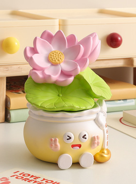 新新款创意好运莲莲树脂摆件家居装饰乔迁新居布置办公桌面创意