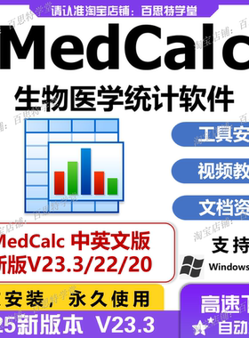 MedCalc 2025年新版 ROC曲线生物医学研究统计 中英文版 支持win
