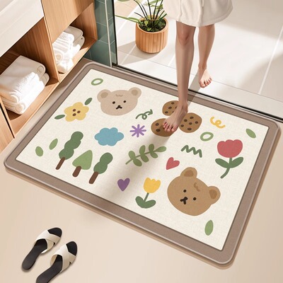 吸水防滑浴室地垫卫生间硅藻泥厕所家用地毯卫浴门口踩脚垫脚垫子