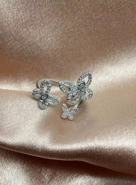 韩国锆石蝴蝶开口戒指时尚高级感食指戒网红风个性手饰饰品女