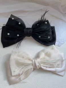 超大号黑色蝴蝶结夹子头饰发夹女后脑勺秋冬顶夹弹簧夹发饰高级感