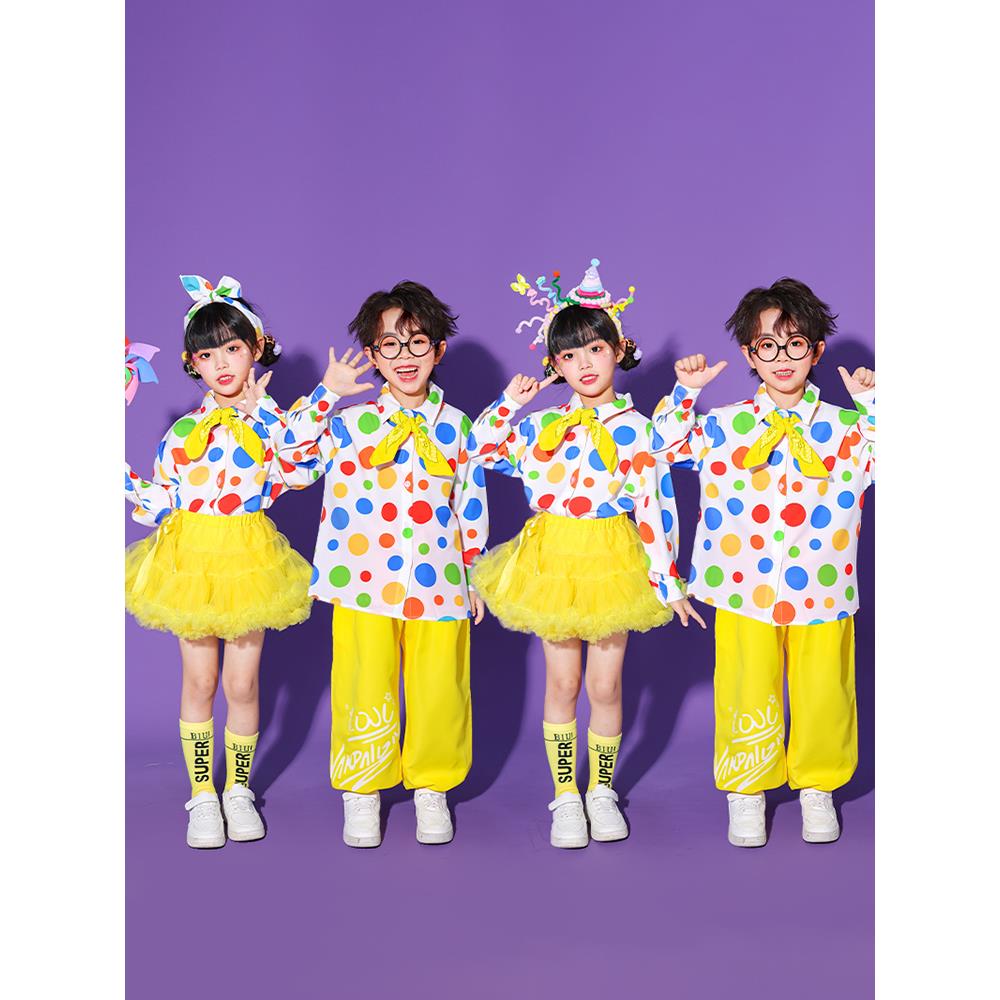 儿童多巴胺黄色啦队演出服