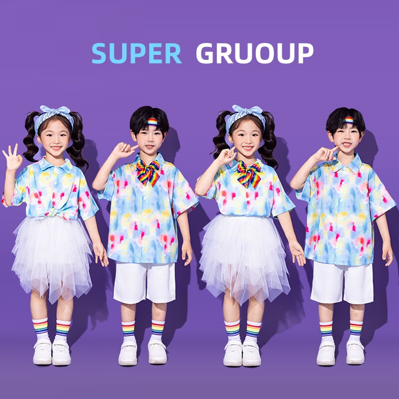 六一儿童港风衬衫表演服幼儿园