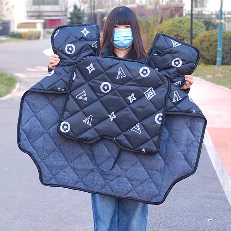 电动车挡风被冬季加绒加厚防水电瓶车摩托防寒保暖四季通用防风罩