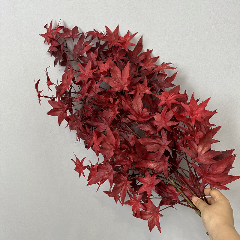 仿真枫树叶 红枫叶绿枫叶长枝枫叶软装插花装饰婚庆造景平面枫叶