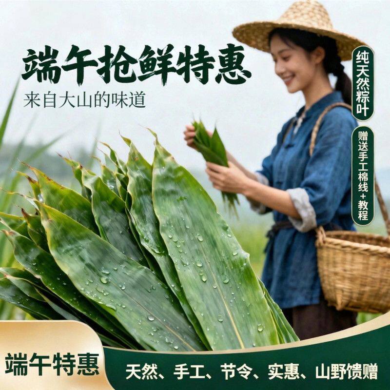新鲜粽叶100片新鲜包邮粽子叶纯野生箬叶包粽子竹叶廖叶真空包装