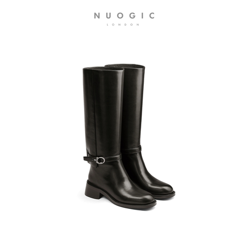 NUOGIC黑色直筒靴高筒靴子