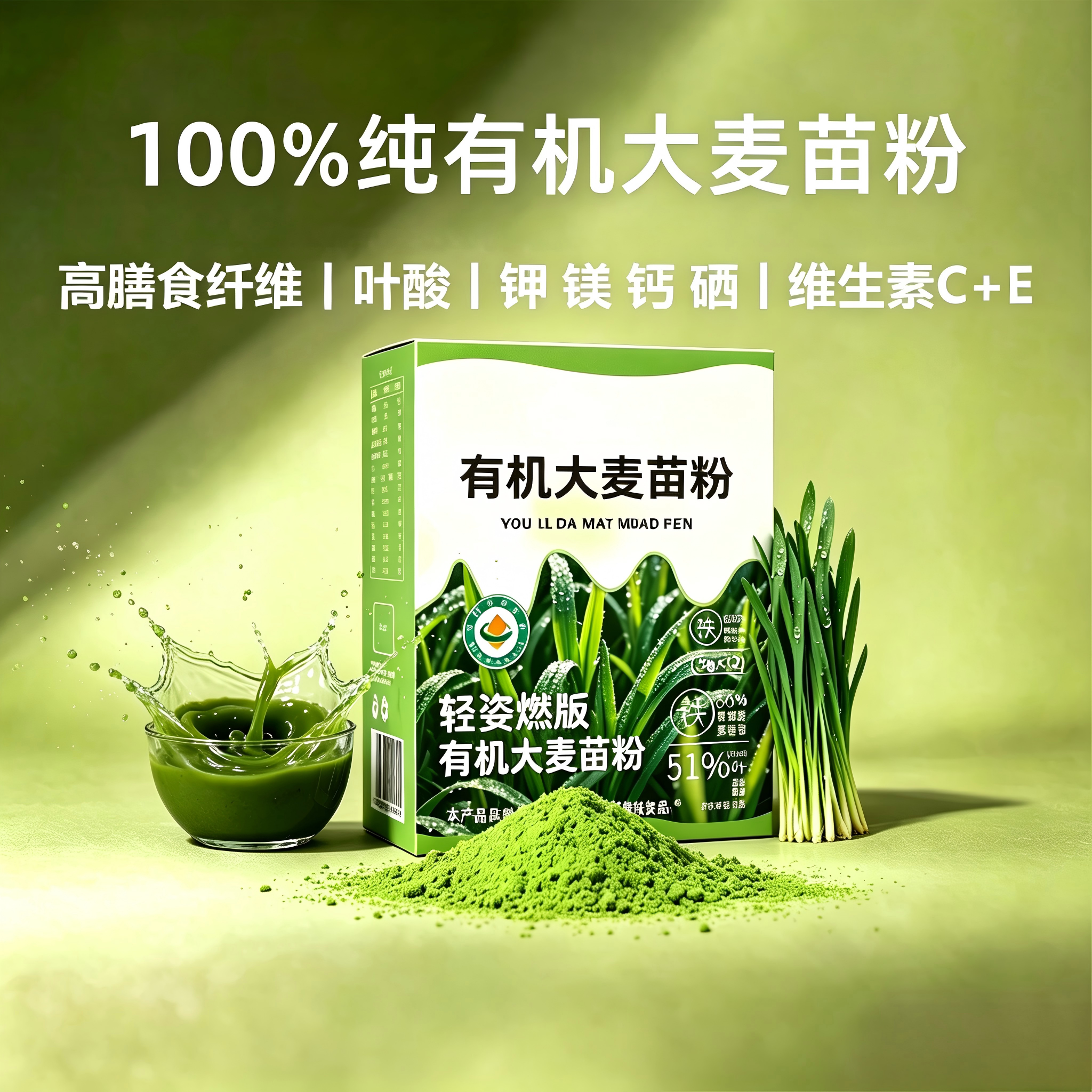 纯有机大麦若叶青汁苗粉羽衣甘蓝粉正品官方旗舰店高膳食纤维代餐