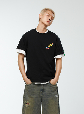 Melting Sadness春夏季铅笔Logo印花短袖重磅情侣T恤260g