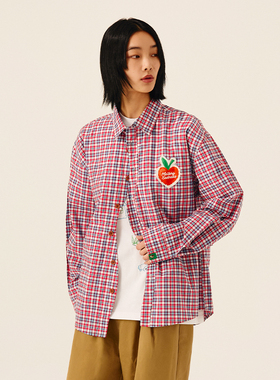 Melting Sadness【春季新品】25年贴布印花格子长袖衬衫男女同款