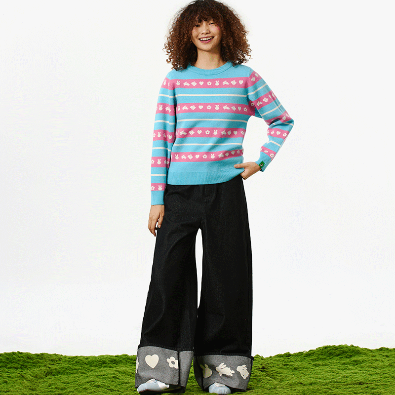 Melting Sadness MTSS条纹提花套头毛线衫 2025年秋