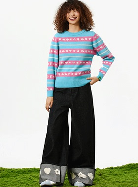 Melting SadnessMTSS条纹提花套头毛线衫 2025年秋