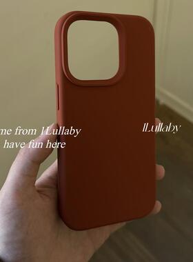 1Lullaby秋冬美拉德新色ins风韩系纯色软糯真液态矽胶全包手机保护壳适用于 于苹 果iphone15promax141312女
