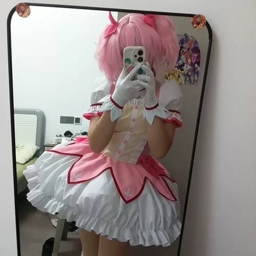 魔法小圆cos服鹿目圆萝莉洛丽塔战斗裙粉色动漫女角色