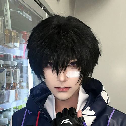 壹决cos头发男 短直发 无畏契约valorant万用毛刘海 漫展少年发套
