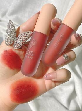 丝绒雾面哑光冰淇淋唇泥平价学生小众品牌唇釉不掉色持久显白口红