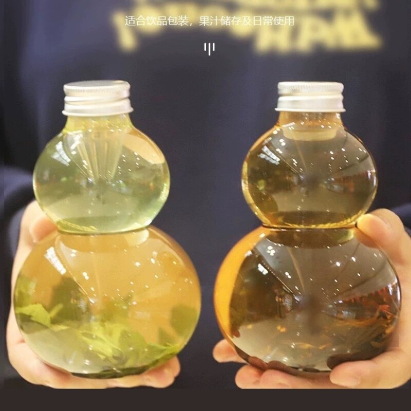 葫芦瓶冷萃茶500ml冷泡茶瓶带茶漏一次性食品级PET塑料瓶商用摆摊