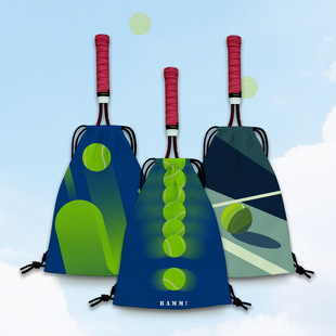 网球包网拍儿童成人羽毛球双肩包男束口袋轻便网球拍袋抽绳收纳袋