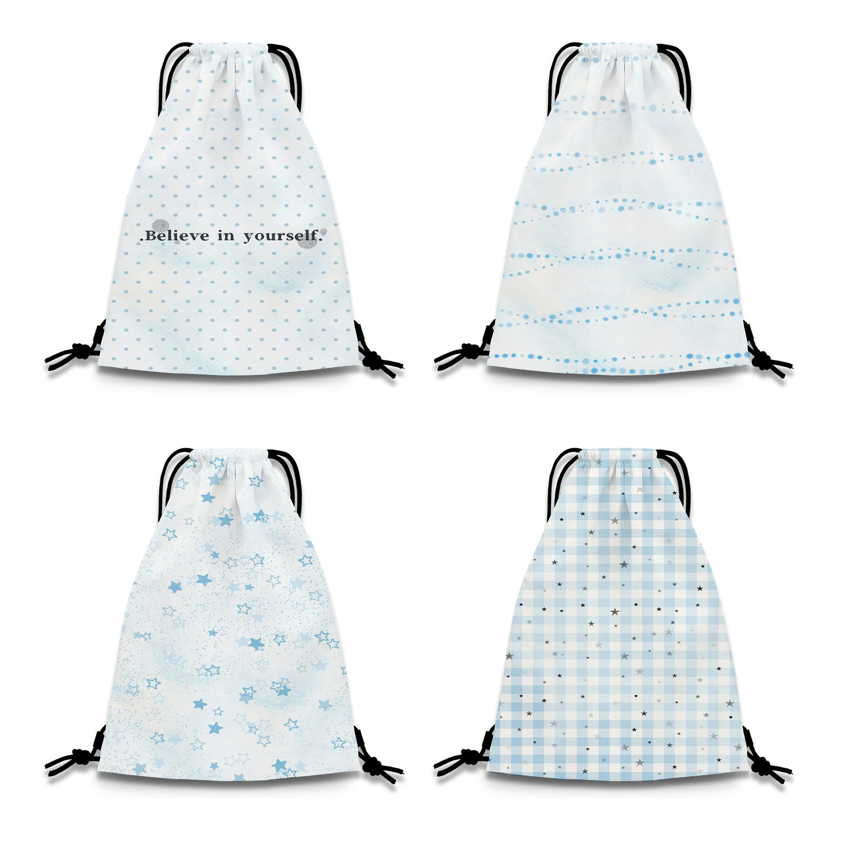 清新天空小星星便携式羽毛球拍收纳袋涂鸦文字定制斜挎抽绳束口