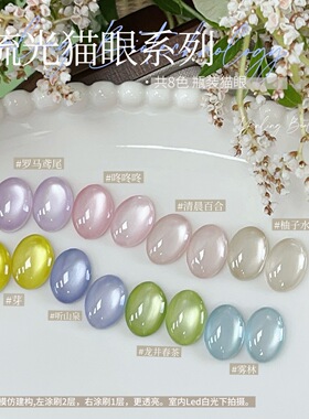 ADHERE燕翎琉光猫眼罗马鸢尾透底猫眼超细磁粉猫眼胶水光冰透12ml