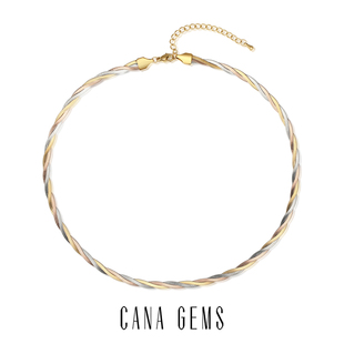 CANA PD0548 GEMS三色编织蛇骨链女项链轻奢高级感日常百搭配饰