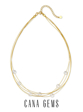 CANA GEMS PD0644 五层钢绳珍珠项链 多层钢绳珍珠项链锁骨配饰