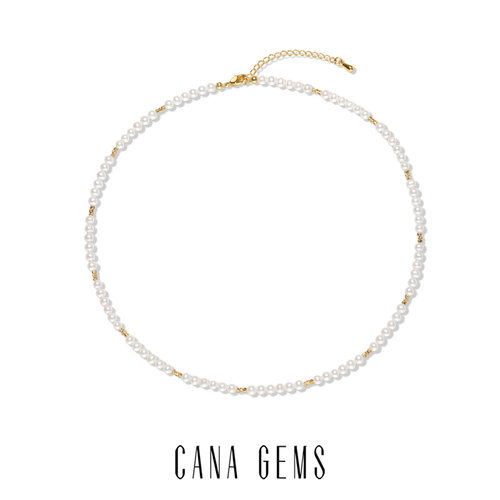 CANA GEMSPD0641 法式小金球珍珠项链 时尚百搭天然淡水珍珠项链