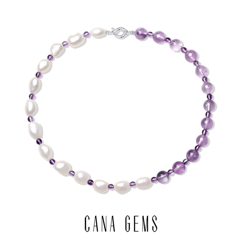 CANA GEMSPD0569 薰衣草紫水晶巴洛克珍珠项链