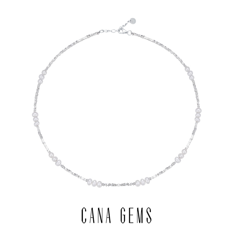 CANA GEMS PD0491 碎银子间隔三颗珍珠项链  时尚简约优雅项链